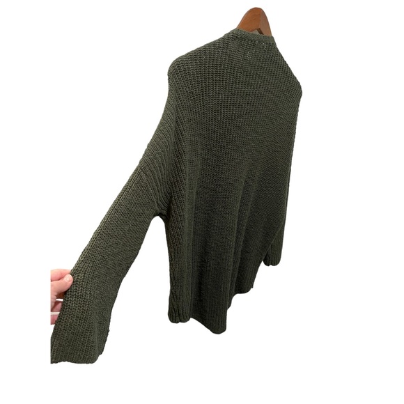 ABS ALLEN SCHWARTZ OLIVE GREEN KNIT GOLD FRONT ZIP HARDWARE HI LOW SWEATER XXL - Picture 9 of 10